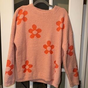 Altar’d state pink/orange daisy sweater medium
